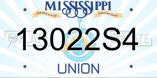 13022S4 Mississippi License Plate