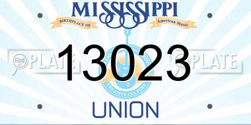 13023 Mississippi License Plate