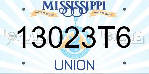 13023T6 Mississippi License Plate