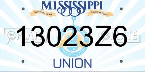 13023Z6 Mississippi License Plate