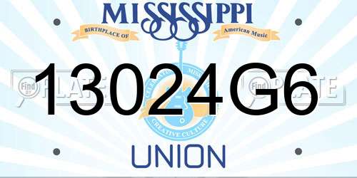 13024G6 Mississippi License Plate