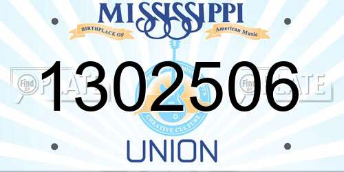 1302506 Mississippi License Plate