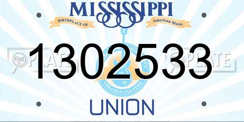 1302533 Mississippi License Plate
