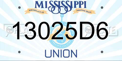 13025D6 Mississippi License Plate