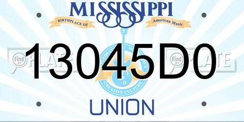 13045D0 Mississippi License Plate