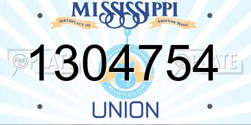 1304754 Mississippi License Plate