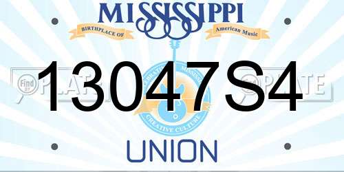13047S4 Mississippi License Plate