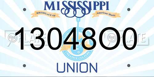 13048O0 Mississippi License Plate