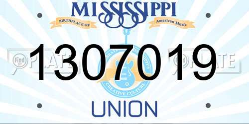 1307019 Mississippi License Plate