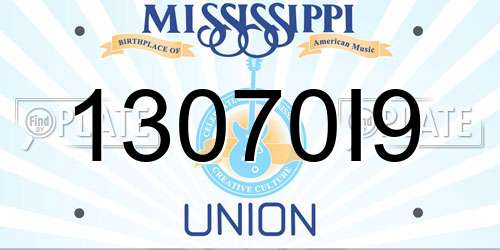 13070I9 Mississippi License Plate