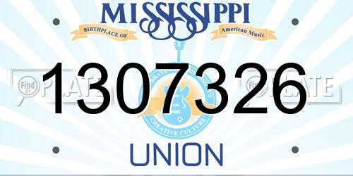 1307326 Mississippi License Plate