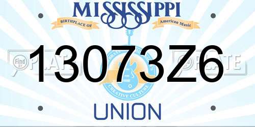 13073Z6 Mississippi License Plate