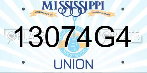 13074G4 Mississippi License Plate