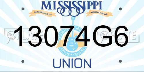 13074G6 Mississippi License Plate