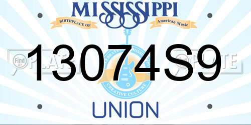 13074S9 Mississippi License Plate