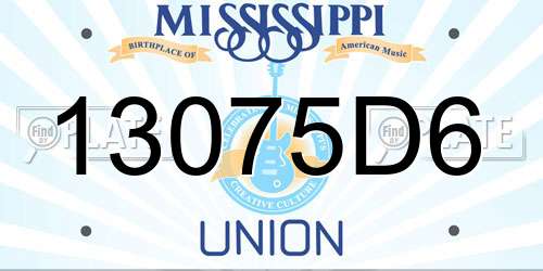 13075D6 Mississippi License Plate