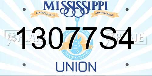 13077S4 Mississippi License Plate