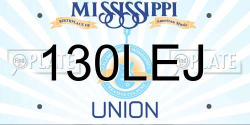 130LEJ Mississippi License Plate