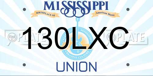 130LXC Mississippi License Plate