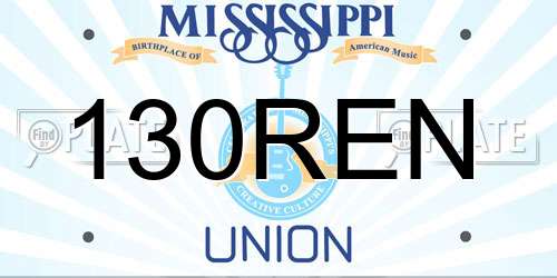 130REN Mississippi License Plate