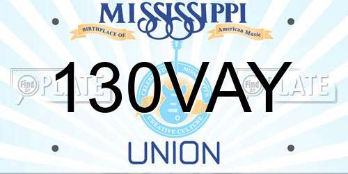 130VAY Mississippi License Plate
