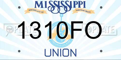 1310FO Mississippi License Plate