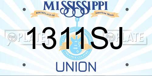 1311SJ Mississippi License Plate