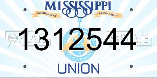 1312544 Mississippi License Plate