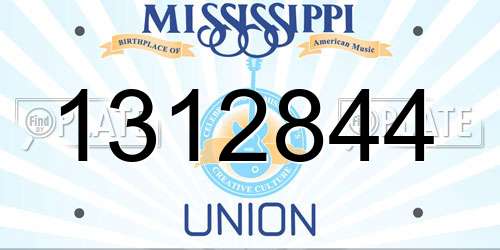 1312844 Mississippi License Plate