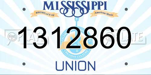 1312860 Mississippi License Plate