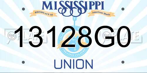 13128G0 Mississippi License Plate