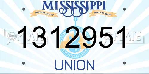 1312951 Mississippi License Plate