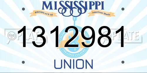1312981 Mississippi License Plate