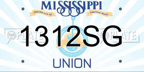1312SG Mississippi License Plate