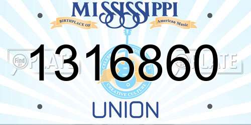 1316860 Mississippi License Plate