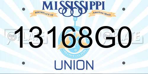 13168G0 Mississippi License Plate