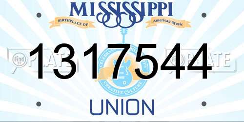 1317544 Mississippi License Plate