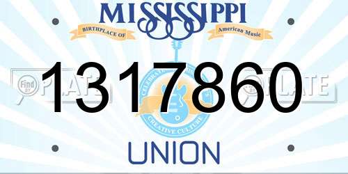 1317860 Mississippi License Plate