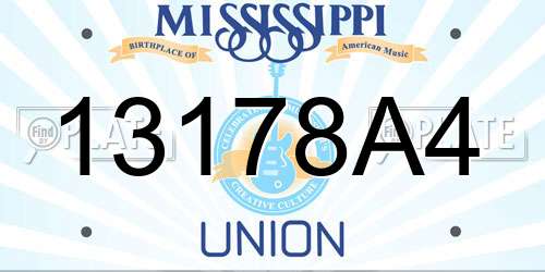 13178A4 Mississippi License Plate