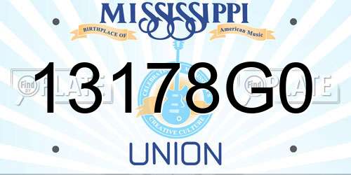13178G0 Mississippi License Plate