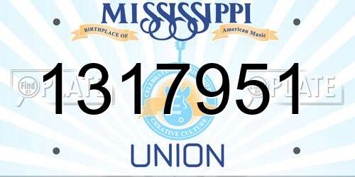1317951 Mississippi License Plate