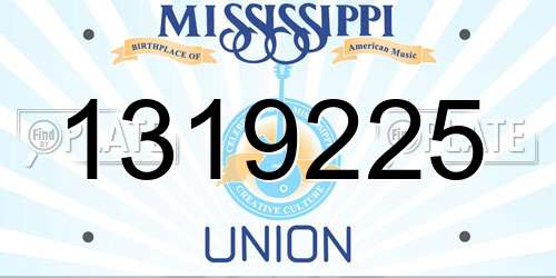 1319225 Mississippi License Plate