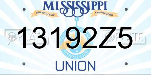 13192Z5 Mississippi License Plate