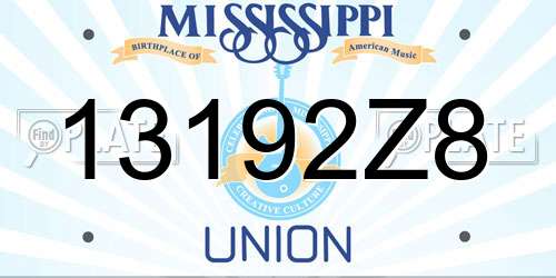13192Z8 Mississippi License Plate