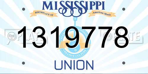 1319778 Mississippi License Plate
