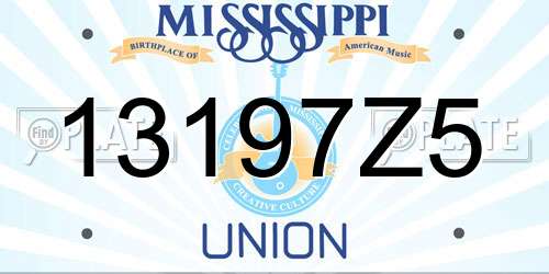 13197Z5 Mississippi License Plate