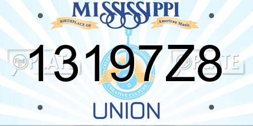 13197Z8 Mississippi License Plate