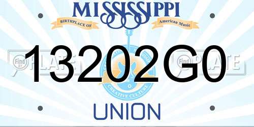 13202G0 Mississippi License Plate