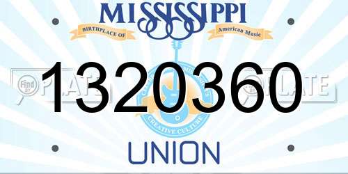 1320360 Mississippi License Plate
