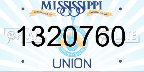 1320760 Mississippi License Plate